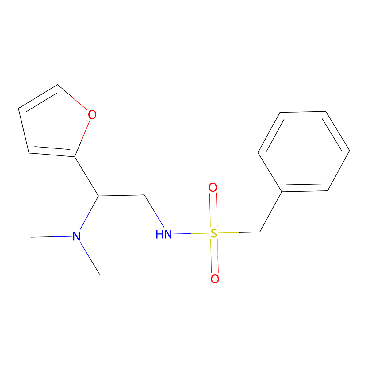 N-[2-(dimethylamino)-2-(furan-2-yl)ethyl]-1-phenylmethanesulfonamide molecular structure, CAS 1210619-78-5