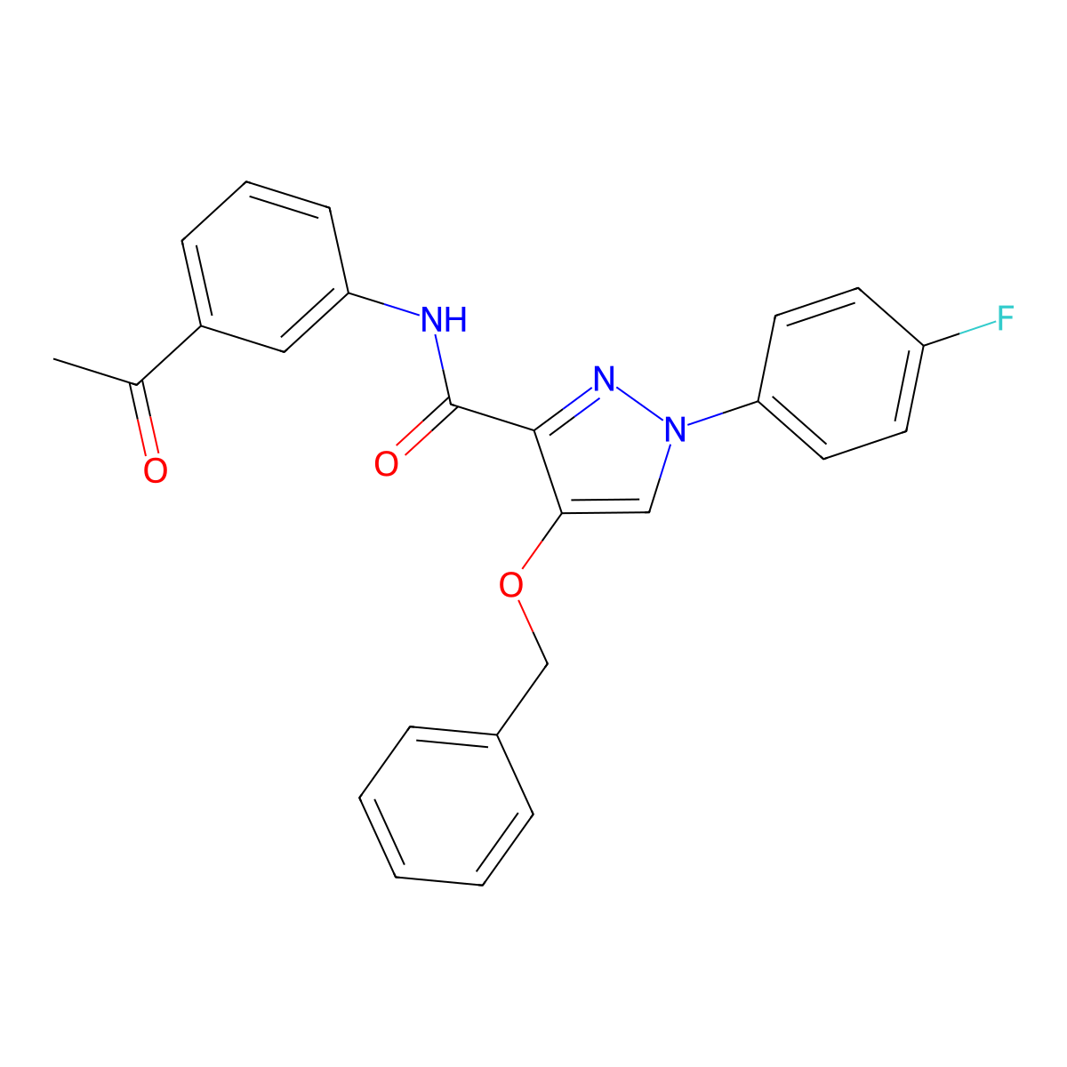 N-(3-acetylphenyl)-4-(benzyloxy)-1-(4-fluorophenyl)-1H-pyrazole-3-carboxamide molecular structure, CAS 1210622-72-2
