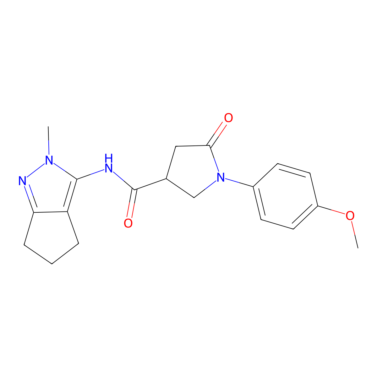 1-(4-methoxyphenyl)-N-(2-methyl-2,4,5,6-tetrahydrocyclopenta[c]pyrazol-3-yl)-5-oxopyrrolidine-3-carboxamide molecular structure, CAS 1210623-18-9