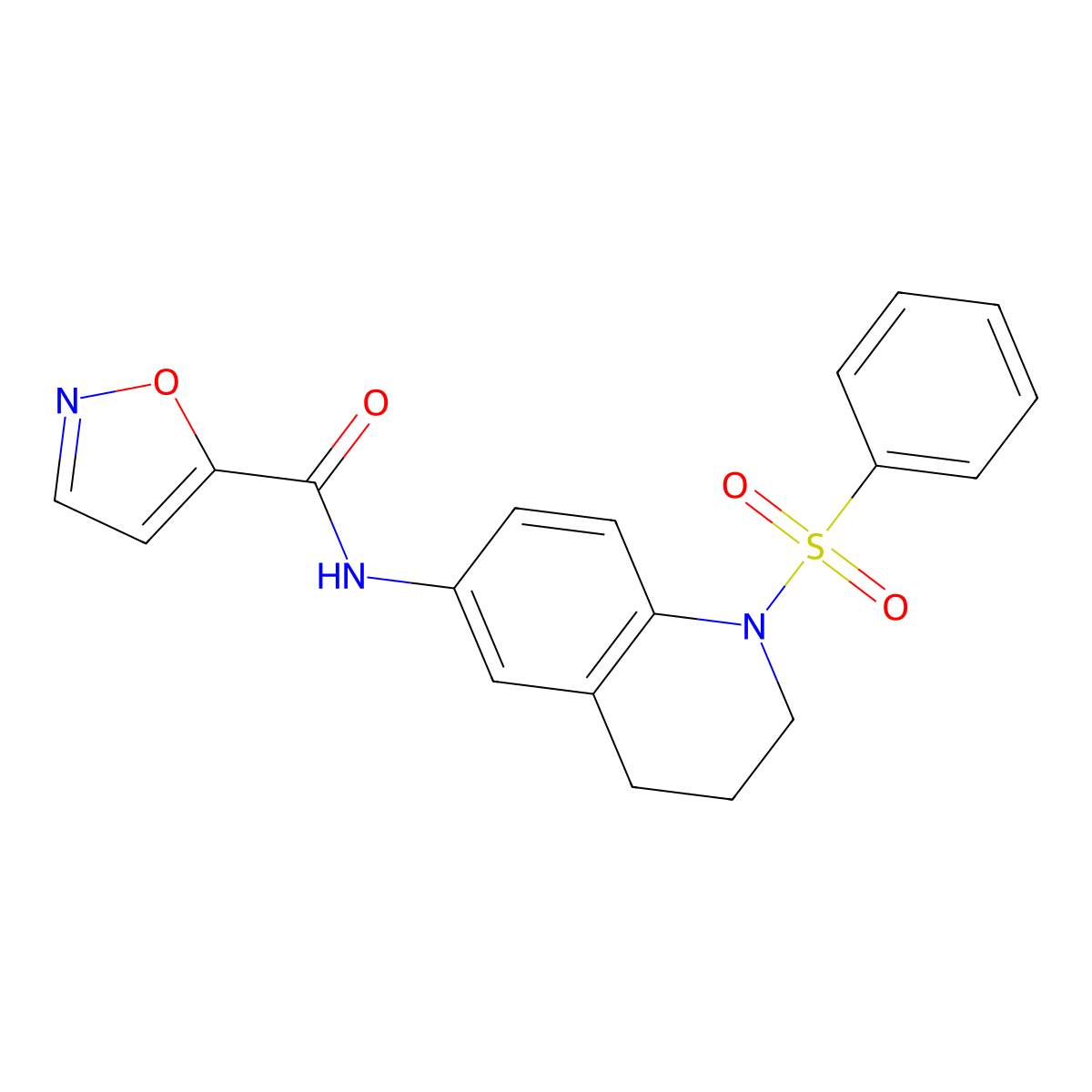 N-(1-(phenylsulfonyl)-1,2,3,4-tetrahydroquinolin-6-yl)isoxazole-5-carboxamide molecular structure, CAS 1210625-59-4