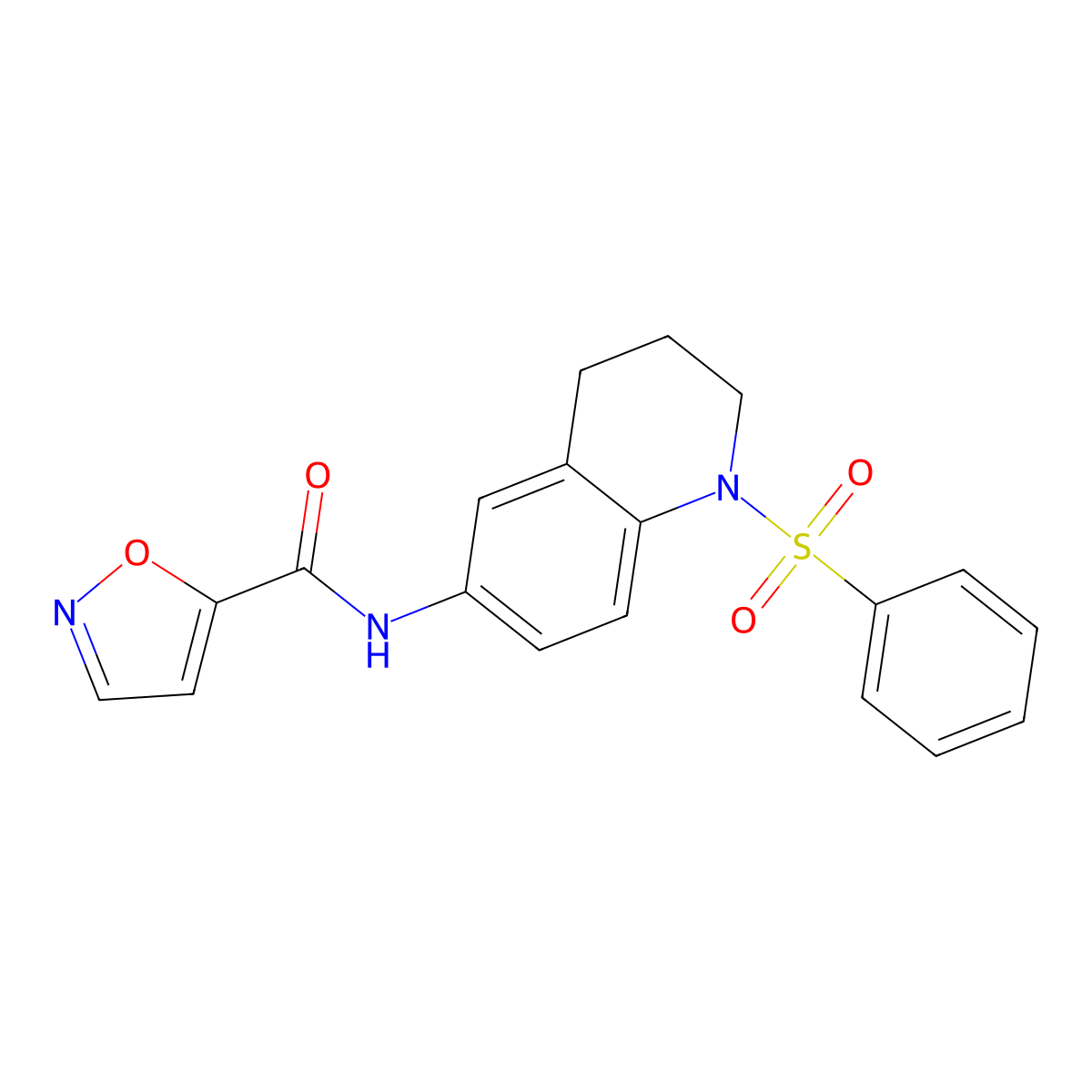 N-(1-(phenylsulfonyl)-1,2,3,4-tetrahydroquinolin-6-yl)isoxazole-5-carboxamide molecular structure, CAS 1210625-59-4