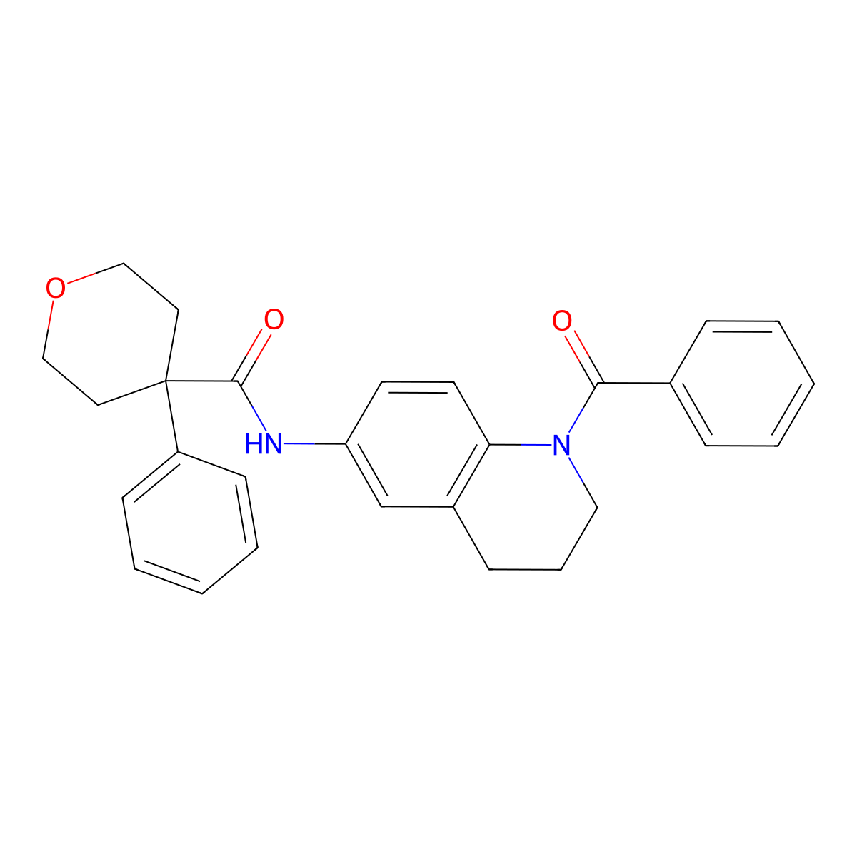 N-(1-benzoyl-1,2,3,4-tetrahydroquinolin-6-yl)-4-phenyltetrahydro-2H-pyran-4-carboxamide molecular structure, CAS 1210630-91-3