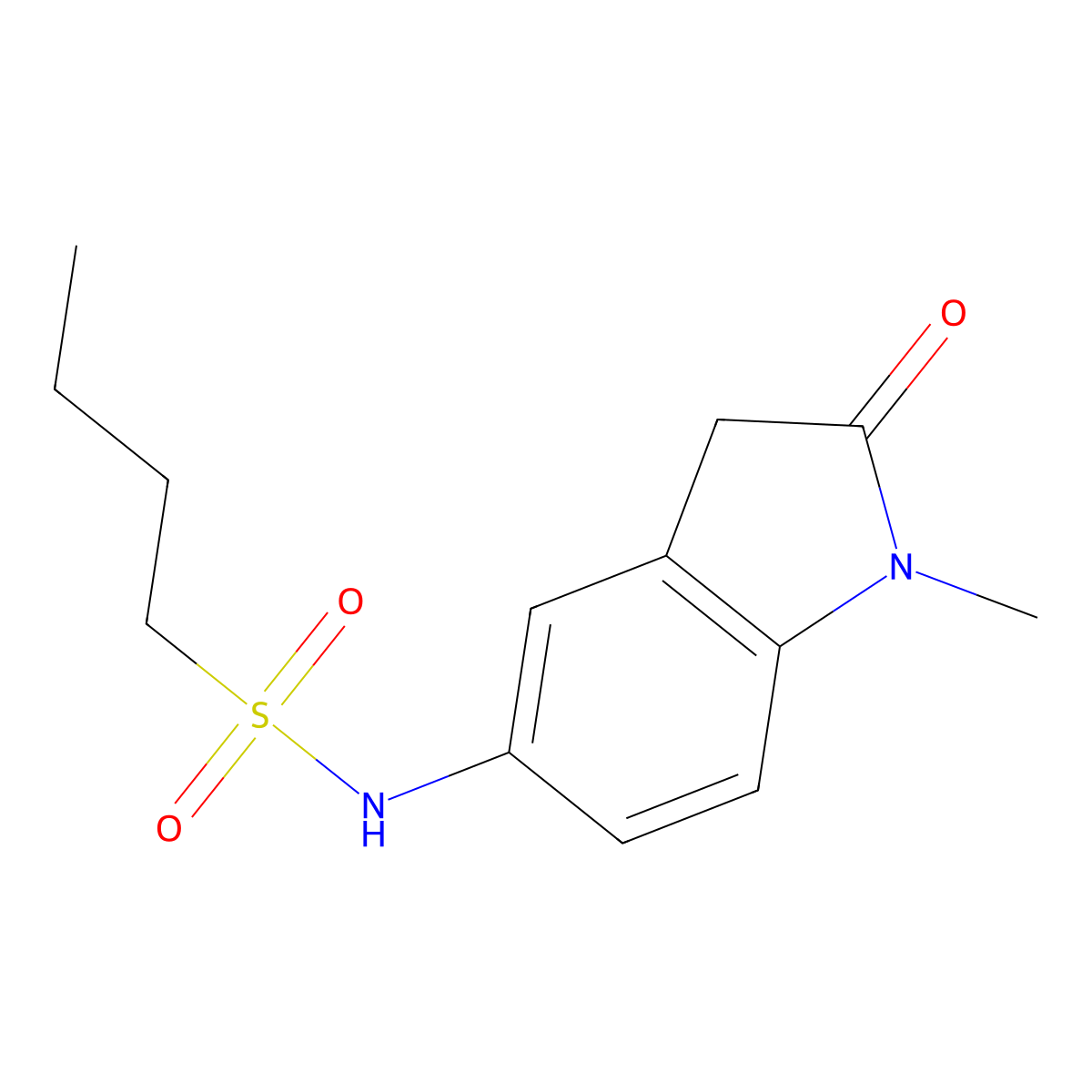 N-(1-methyl-2-oxoindolin-5-yl)butane-1-sulfonamide molecular structure, CAS 1210631-05-2