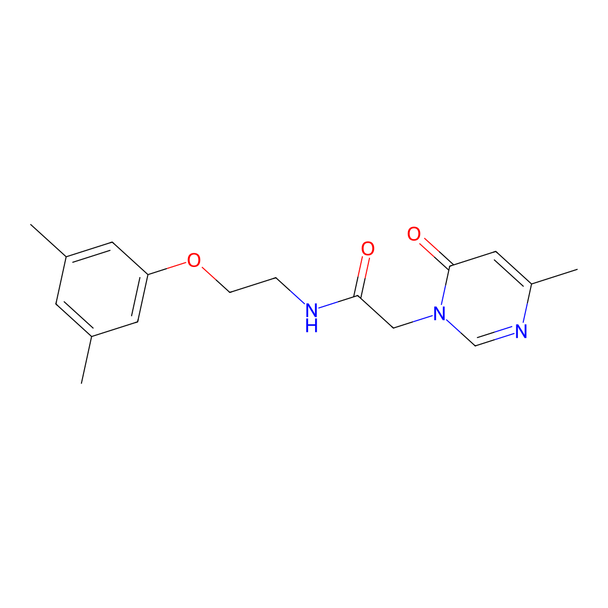 N-(2-(3,5-dimethylphenoxy)ethyl)-2-(4-methyl-6-oxopyrimidin-1(6H)-yl)acetamide molecular structure, CAS 1210631-83-6