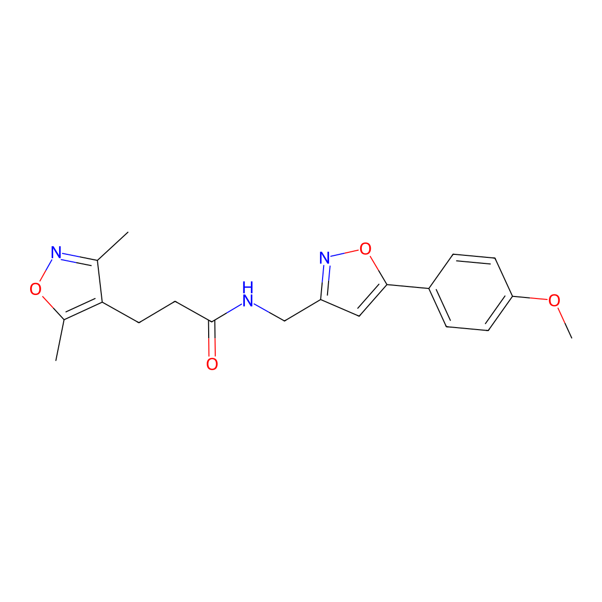 3-(3,5-dimethylisoxazol-4-yl)-N-((5-(4-methoxyphenyl)isoxazol-3-yl)methyl)propanamide molecular structure, CAS 1210633-47-8
