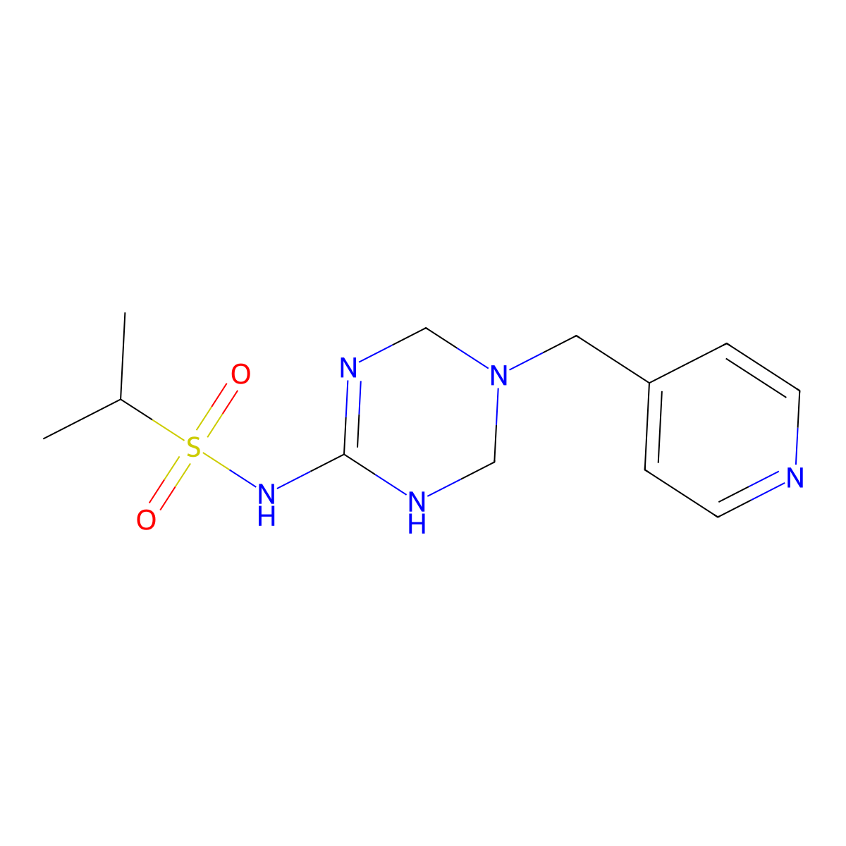 N-(5-(pyridin-4-ylmethyl)-1,4,5,6-tetrahydro-1,3,5-triazin-2-yl)propane-2-sulfonamide molecular structure, CAS 1210637-80-1