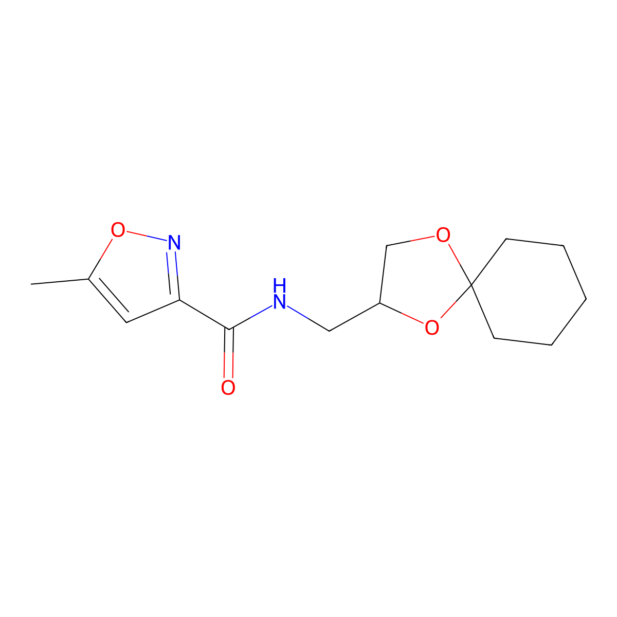 N-(1,4-dioxaspiro[4.5]decan-2-ylmethyl)-5-methylisoxazole-3-carboxamide molecular structure, CAS 1210638-15-5