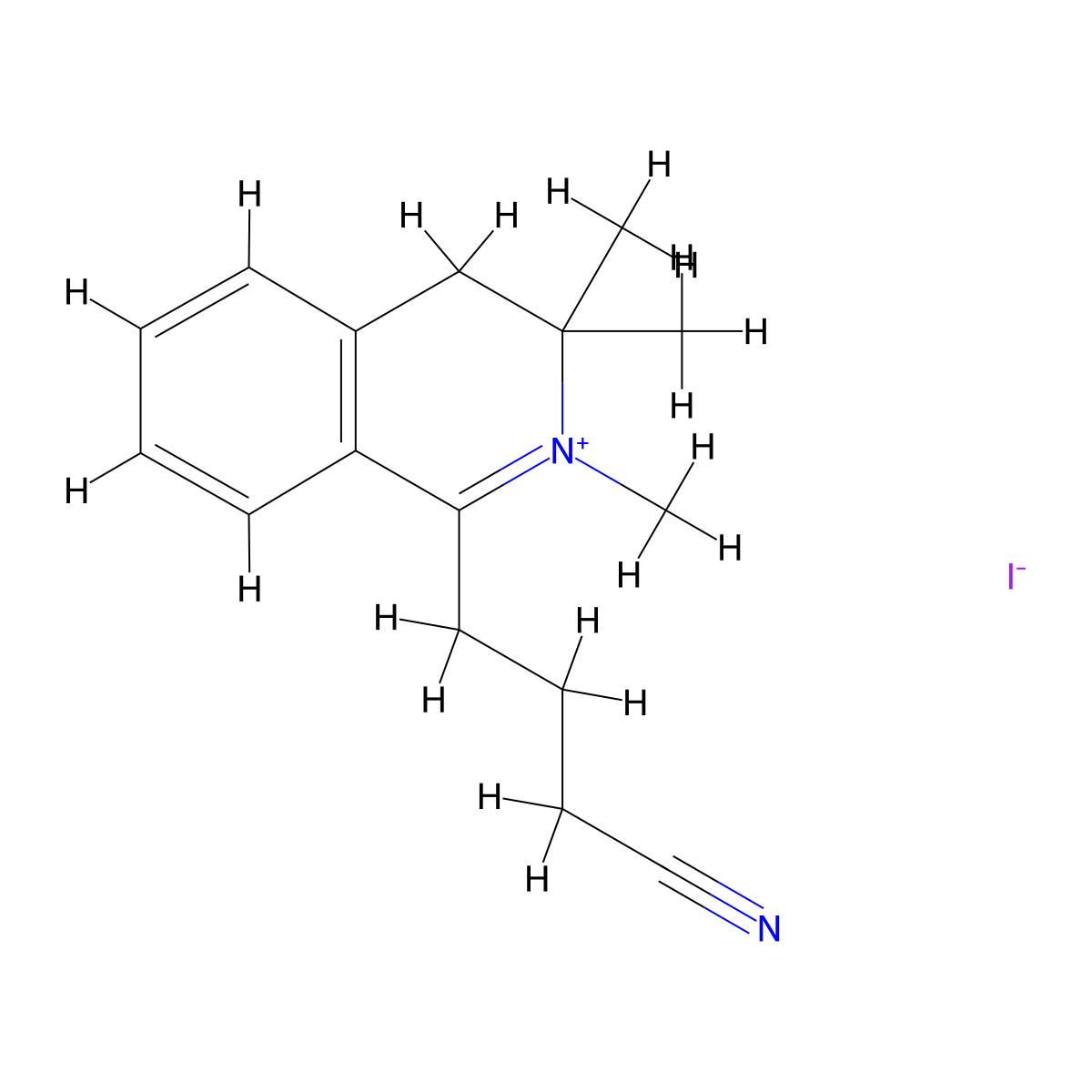 1-(3-Cyanopropyl)-2,3,3-trimethyl-3,4-dihydroisoquinolin-2-ium iodide molecular structure, CAS 121064-27-5