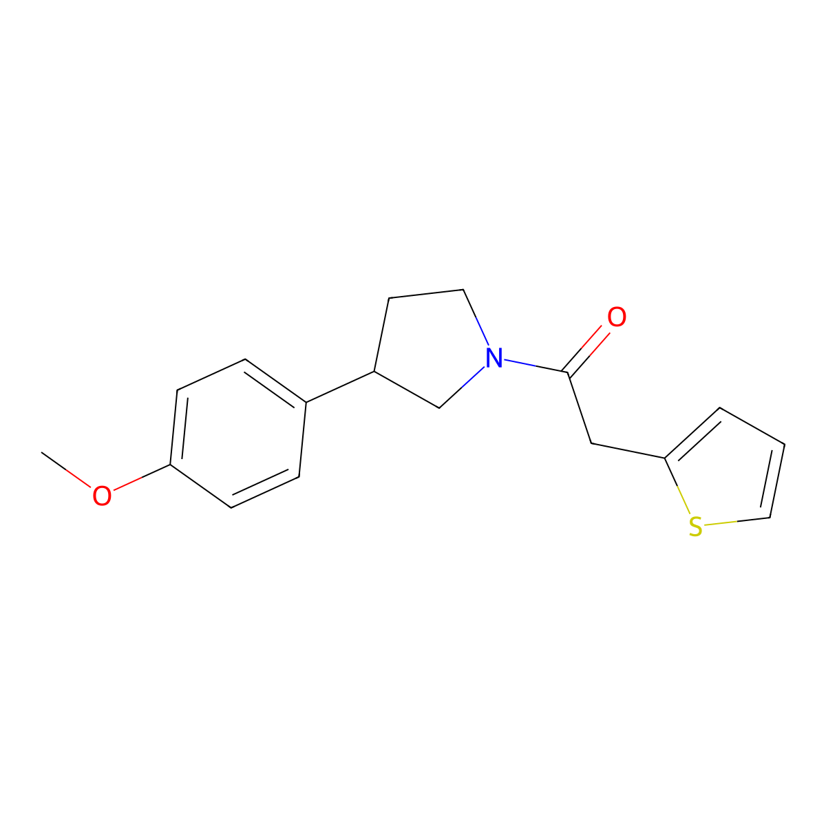 1-(3-(4-Methoxyphenyl)pyrrolidin-1-yl)-2-(thiophen-2-yl)ethanone molecular structure, CAS 1210640-69-9