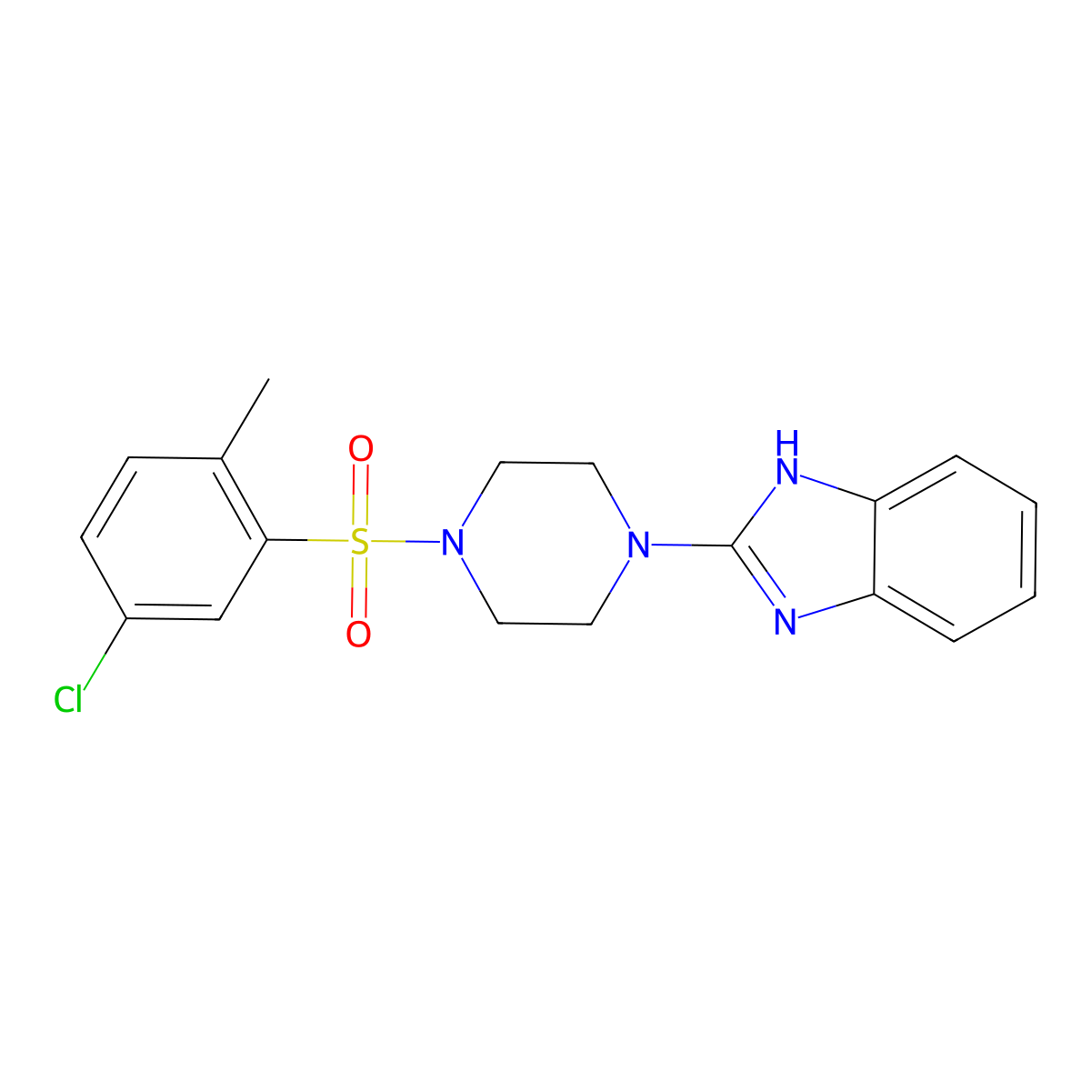 2-(4-((5-chloro-2-methylphenyl)sulfonyl)piperazin-1-yl)-1H-benzo[d]imidazole molecular structure, CAS 1210642-65-1
