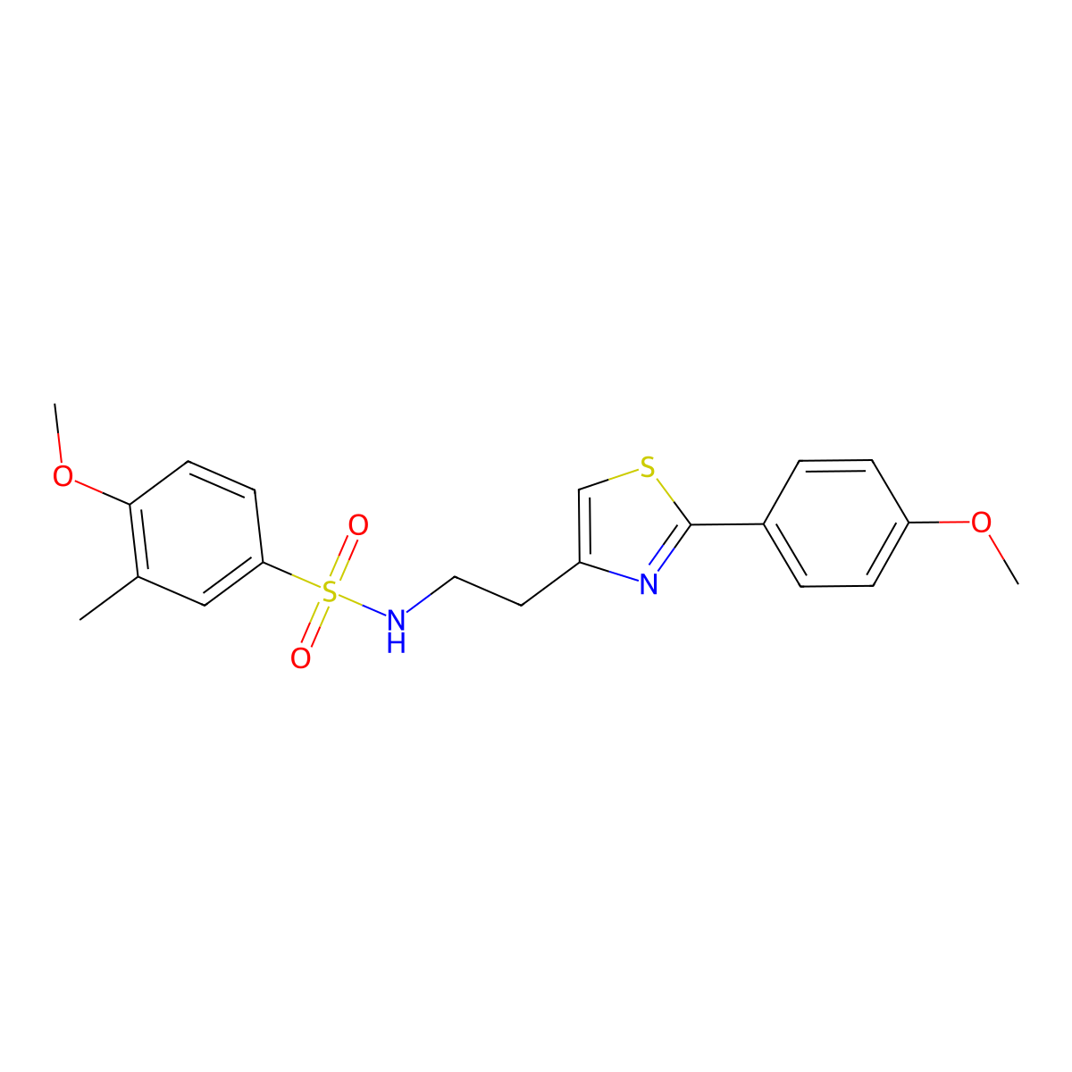 4-methoxy-N-(2-(2-(4-methoxyphenyl)thiazol-4-yl)ethyl)-3-methylbenzenesulfonamide molecular structure, CAS 1210643-64-3