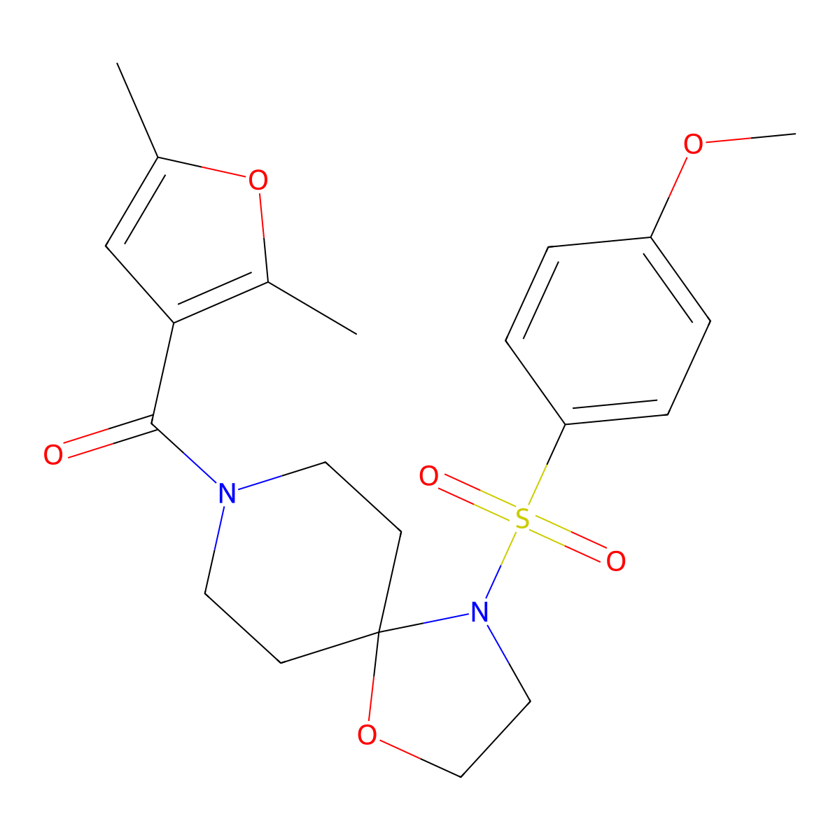 (2,5-Dimethylfuran-3-yl)(4-((4-methoxyphenyl)sulfonyl)-1-oxa-4,8-diazaspiro[4.5]decan-8-yl)methanone molecular structure, CAS 1210646-52-8