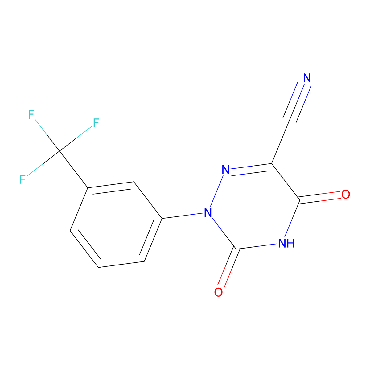 3,5-Dioxo-2-[3-(trifluoromethyl)phenyl]-2,3,4,5-tetrahydro-1,2,4-triazine-6-carbonitrile molecular structure, CAS 121065-97-2