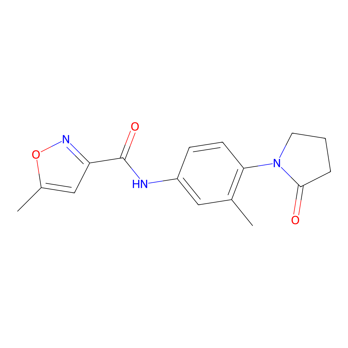 5-methyl-N-(3-methyl-4-(2-oxopyrrolidin-1-yl)phenyl)isoxazole-3-carboxamide molecular structure, CAS 1210651-71-0