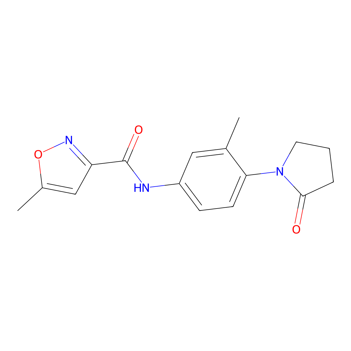 5-methyl-N-(3-methyl-4-(2-oxopyrrolidin-1-yl)phenyl)isoxazole-3-carboxamide molecular structure, CAS 1210651-71-0