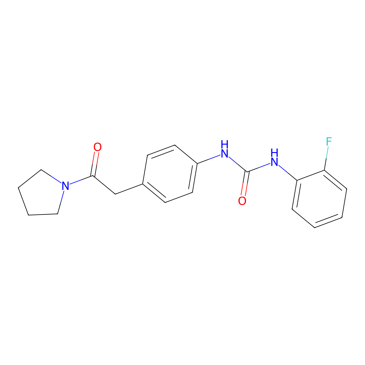 3-(2-Fluorophenyl)-1-{4-[2-oxo-2-(pyrrolidin-1-yl)ethyl]phenyl}urea molecular structure, CAS 1210653-47-6