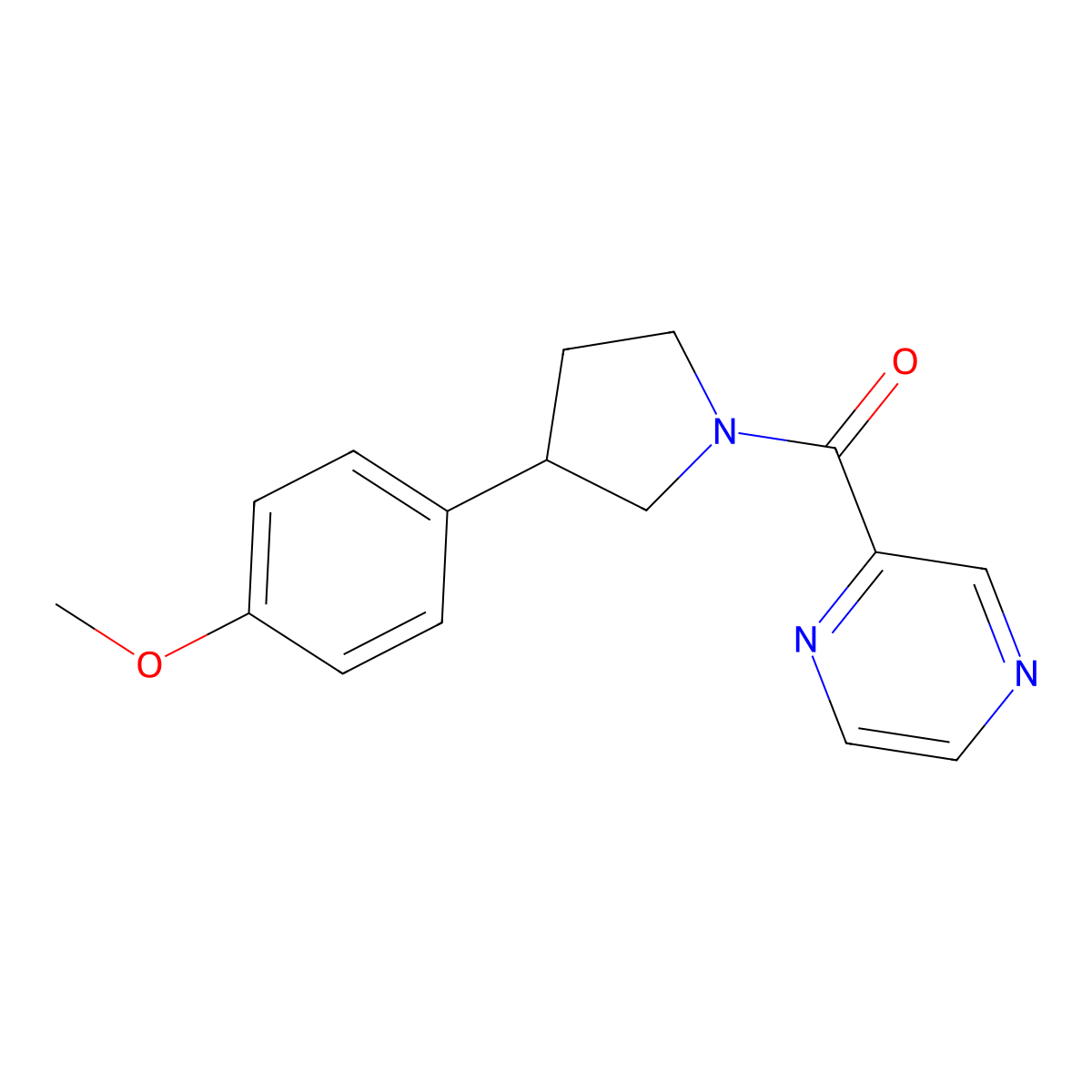 (3-(4-Methoxyphenyl)pyrrolidin-1-yl)(pyrazin-2-yl)methanone molecular structure, CAS 1210653-88-5