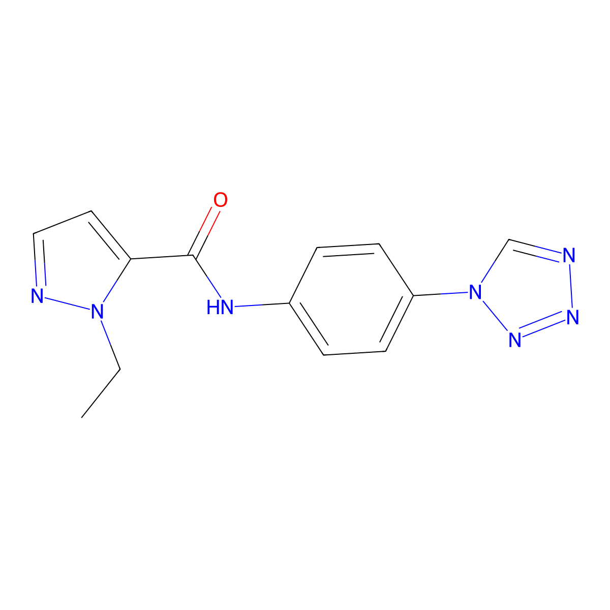 N-(4-(1H-tetrazol-1-yl)phenyl)-1-ethyl-1H-pyrazole-5-carboxamide molecular structure, CAS 1210654-57-1