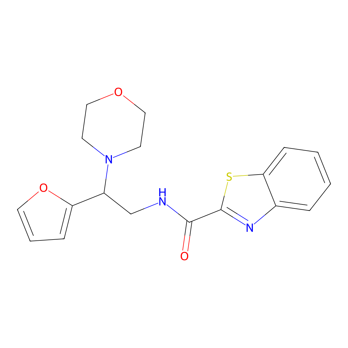 N-(2-(furan-2-yl)-2-morpholinoethyl)benzo[d]thiazole-2-carboxamide molecular structure, CAS 1210659-94-1