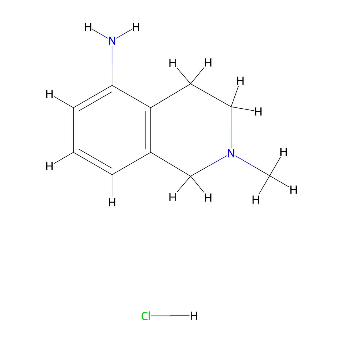 2-Methyl-1,2,3,4-tetrahydroisoquinolin-5-amine hydrochloride molecular structure, CAS 1210664-17-7