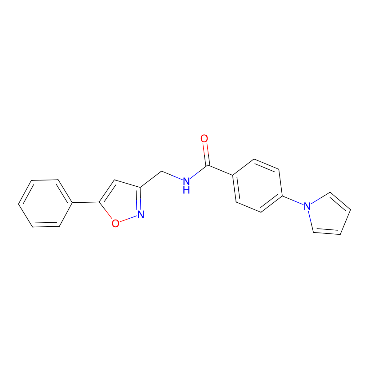 N-((5-phenylisoxazol-3-yl)methyl)-4-(1H-pyrrol-1-yl)benzamide molecular structure, CAS 1210664-96-2
