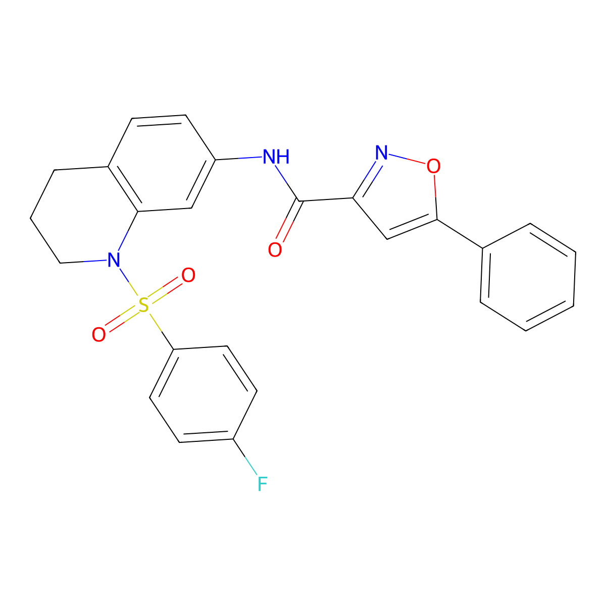 N-(1-((4-fluorophenyl)sulfonyl)-1,2,3,4-tetrahydroquinolin-7-yl)-5-phenylisoxazole-3-carboxamide molecular structure, CAS 1210666-77-5