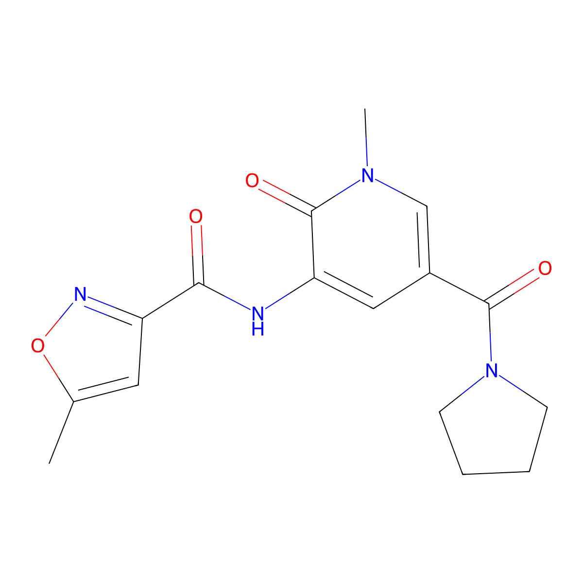 5-methyl-N-(1-methyl-2-oxo-5-(pyrrolidine-1-carbonyl)-1,2-dihydropyridin-3-yl)isoxazole-3-carboxamide molecular structure, CAS 1210669-90-1
