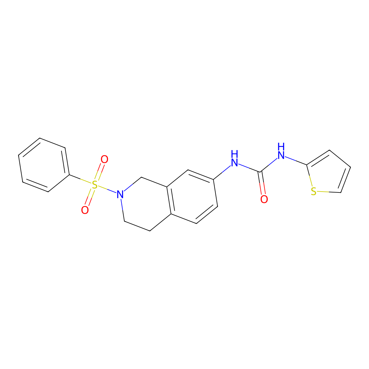 1-(2-(Phenylsulfonyl)-1,2,3,4-tetrahydroisoquinolin-7-yl)-3-(thiophen-2-yl)urea molecular structure, CAS 1210671-41-2