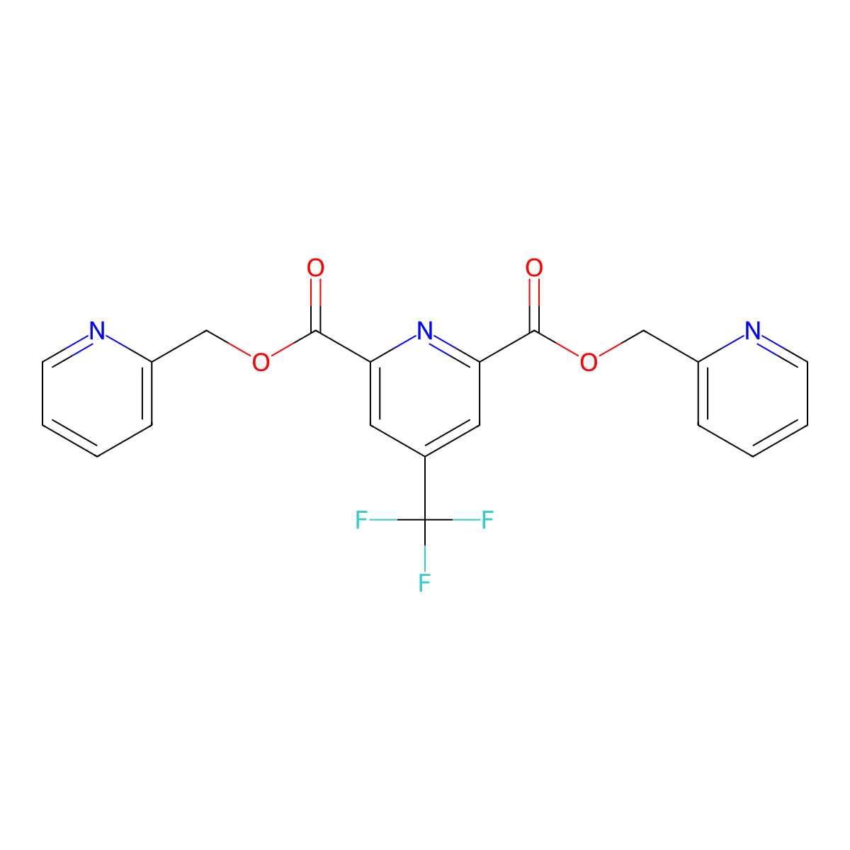 Bis(2-pyridinylmethyl) 4-(trifluoromethyl)-2,6-pyridinedicarboxylate molecular structure, CAS 1210677-51-2