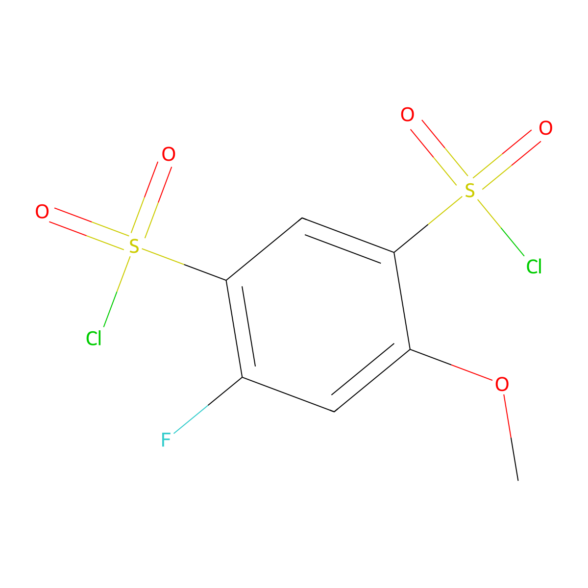 4-Fluoro-6-methoxybenzene-1,3-disulfonyl dichloride molecular structure, CAS 1210680-22-0