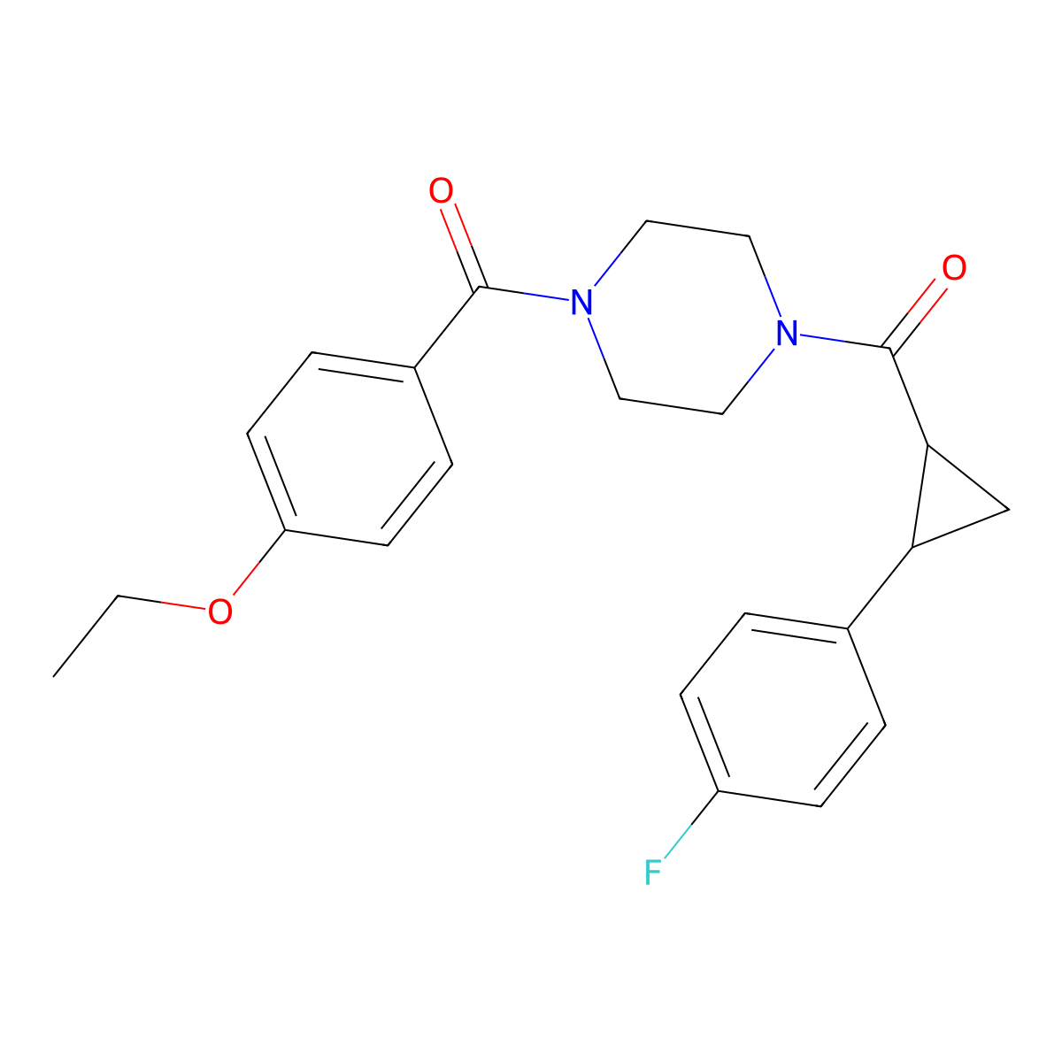 (4-(4-Ethoxybenzoyl)piperazin-1-yl)(2-(4-fluorophenyl)cyclopropyl)methanone molecular structure, CAS 1210681-69-8