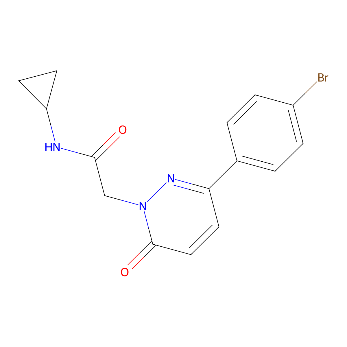 2-(3-(4-bromophenyl)-6-oxopyridazin-1(6H)-yl)-N-cyclopropylacetamide molecular structure, CAS 1210682-21-5