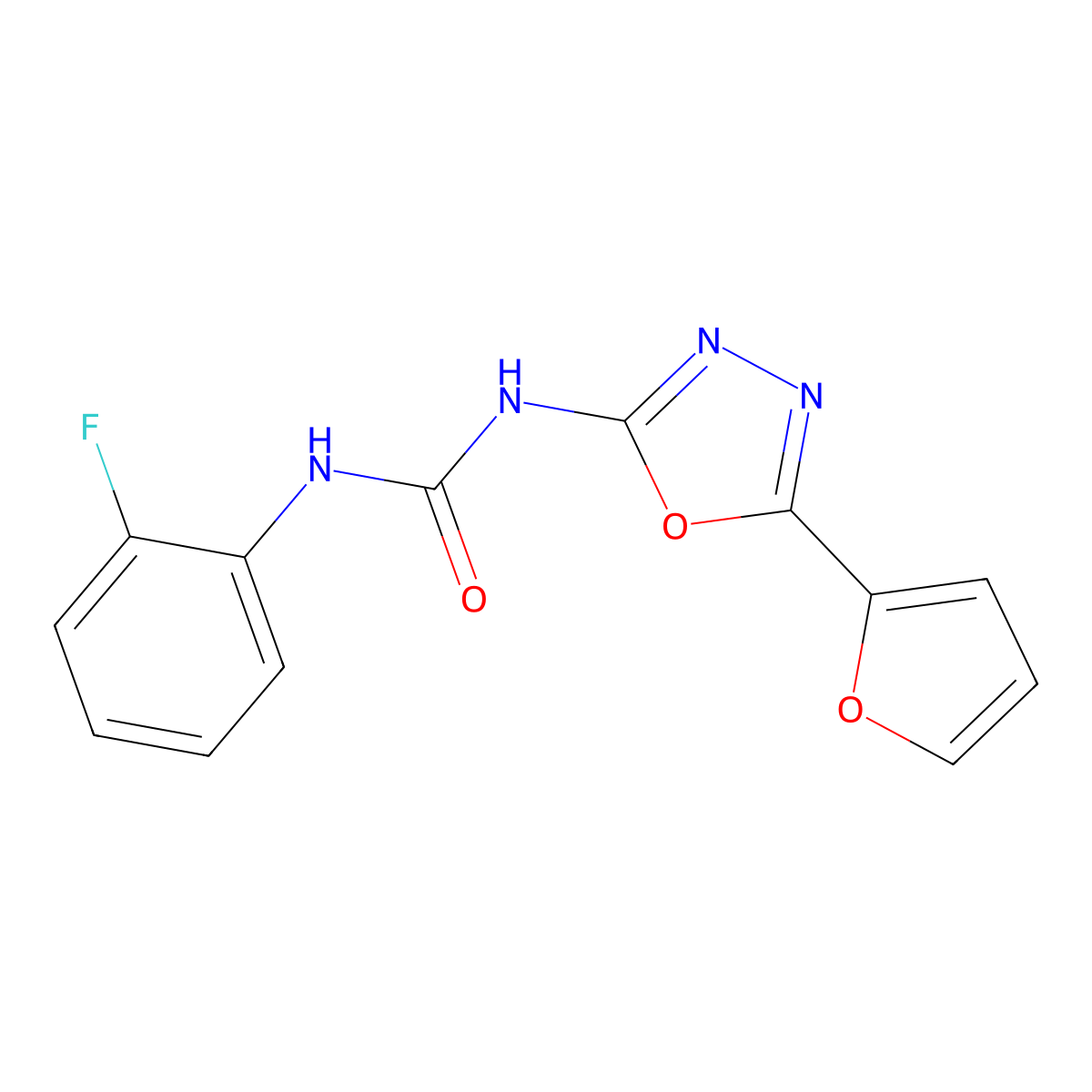 1-(2-Fluorophenyl)-3-[5-(furan-2-yl)-1,3,4-oxadiazol-2-yl]urea molecular structure, CAS 1210688-45-1