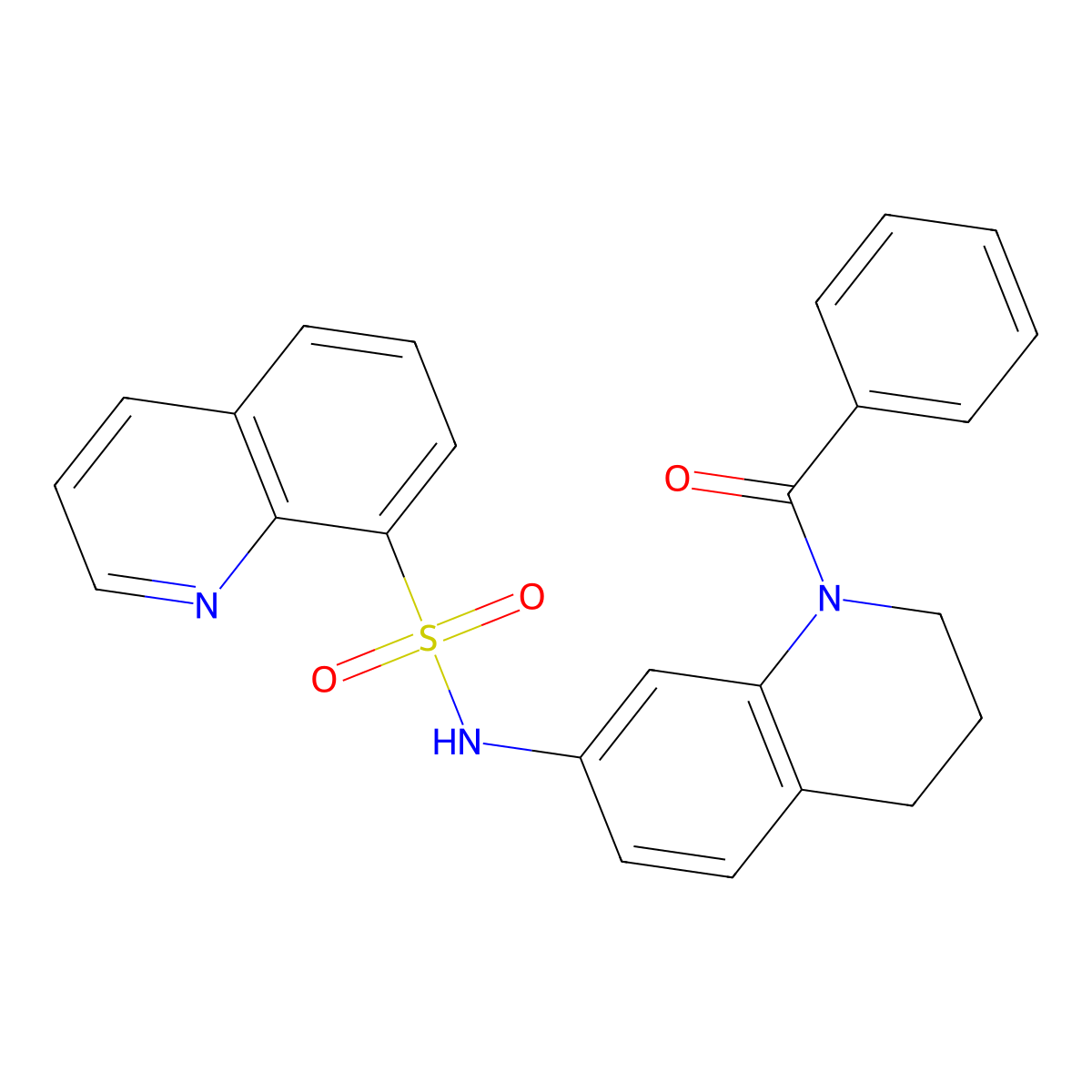 N-(1-benzoyl-1,2,3,4-tetrahydroquinolin-7-yl)quinoline-8-sulfonamide molecular structure, CAS 1210689-42-1
