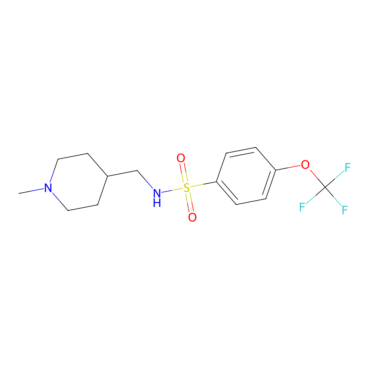 N-((1-methylpiperidin-4-yl)methyl)-4-(trifluoromethoxy)benzenesulfonamide molecular structure, CAS 1210690-57-5