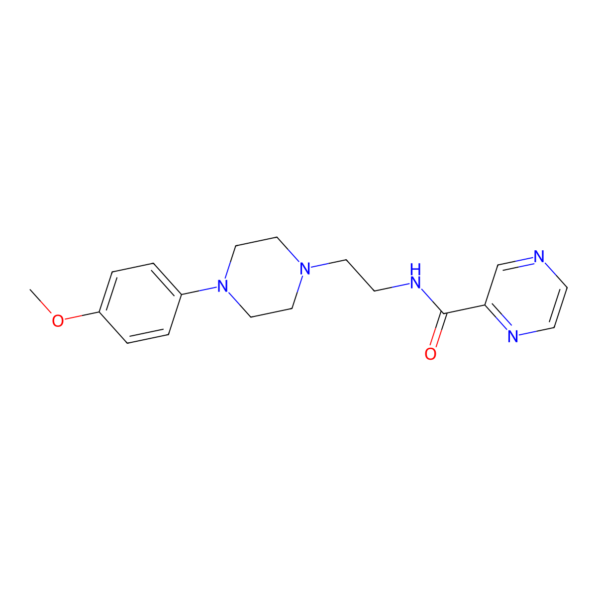 N-(2-(4-(4-methoxyphenyl)piperazin-1-yl)ethyl)pyrazine-2-carboxamide molecular structure, CAS 1210693-55-2