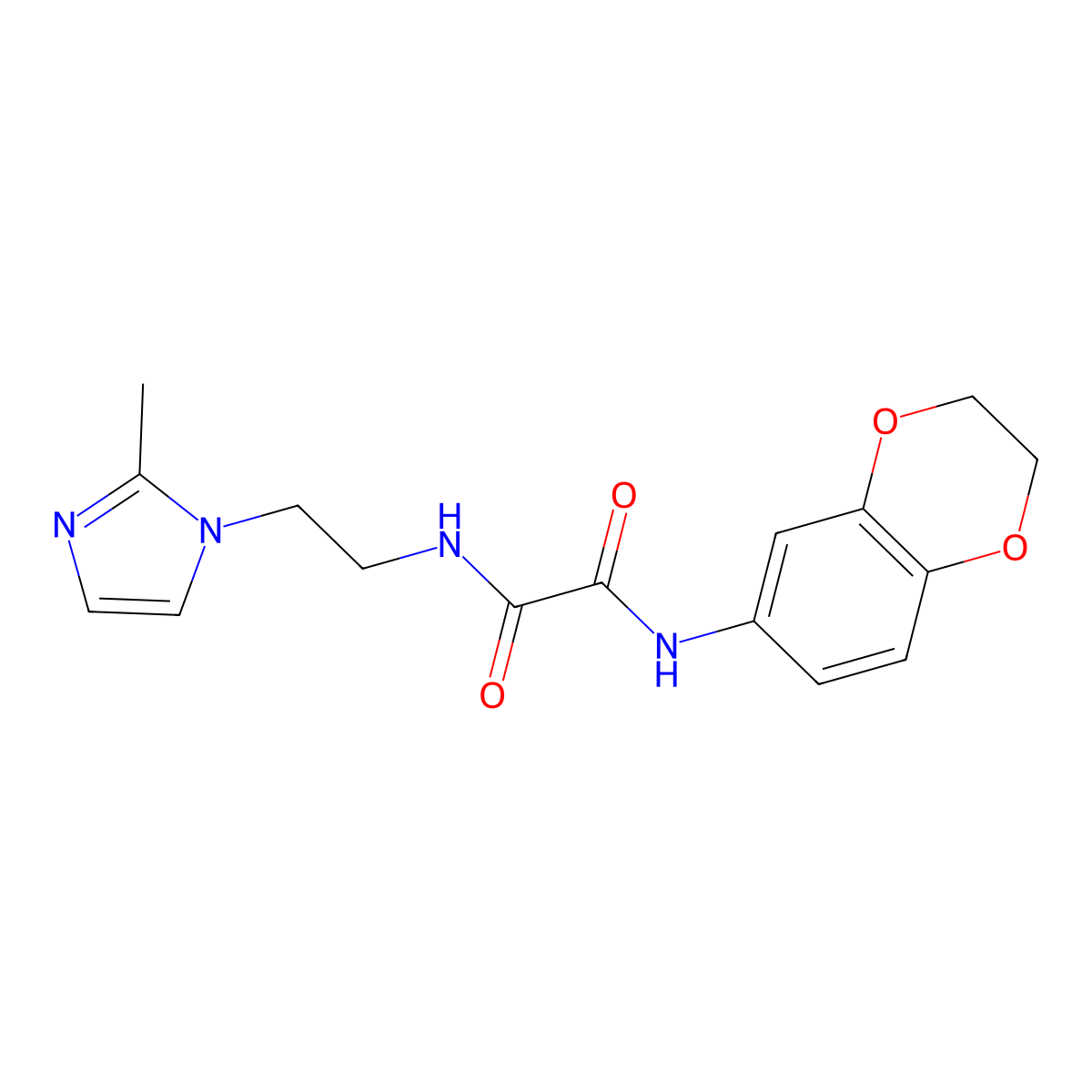N1-(2,3-dihydrobenzo[b][1,4]dioxin-6-yl)-N2-(2-(2-methyl-1H-imidazol-1-yl)ethyl)oxalamide molecular structure, CAS 1210694-27-1