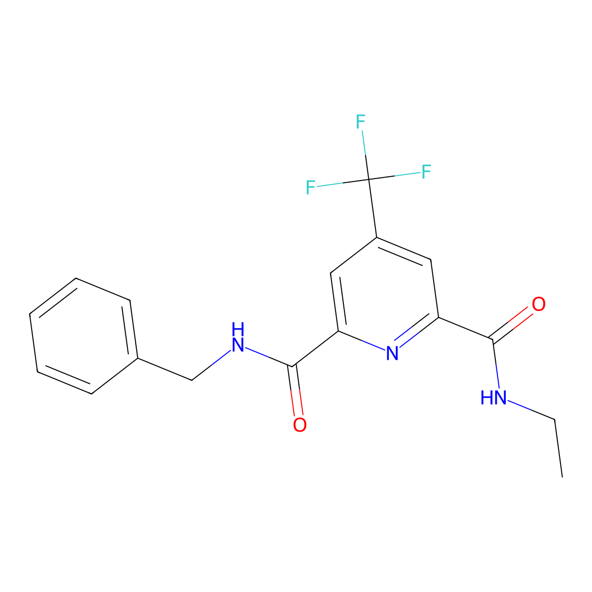 N~2~-benzyl-N~6~-ethyl-4-(trifluoromethyl)-2,6-pyridinedicarboxamide molecular structure, CAS 1210695-02-5