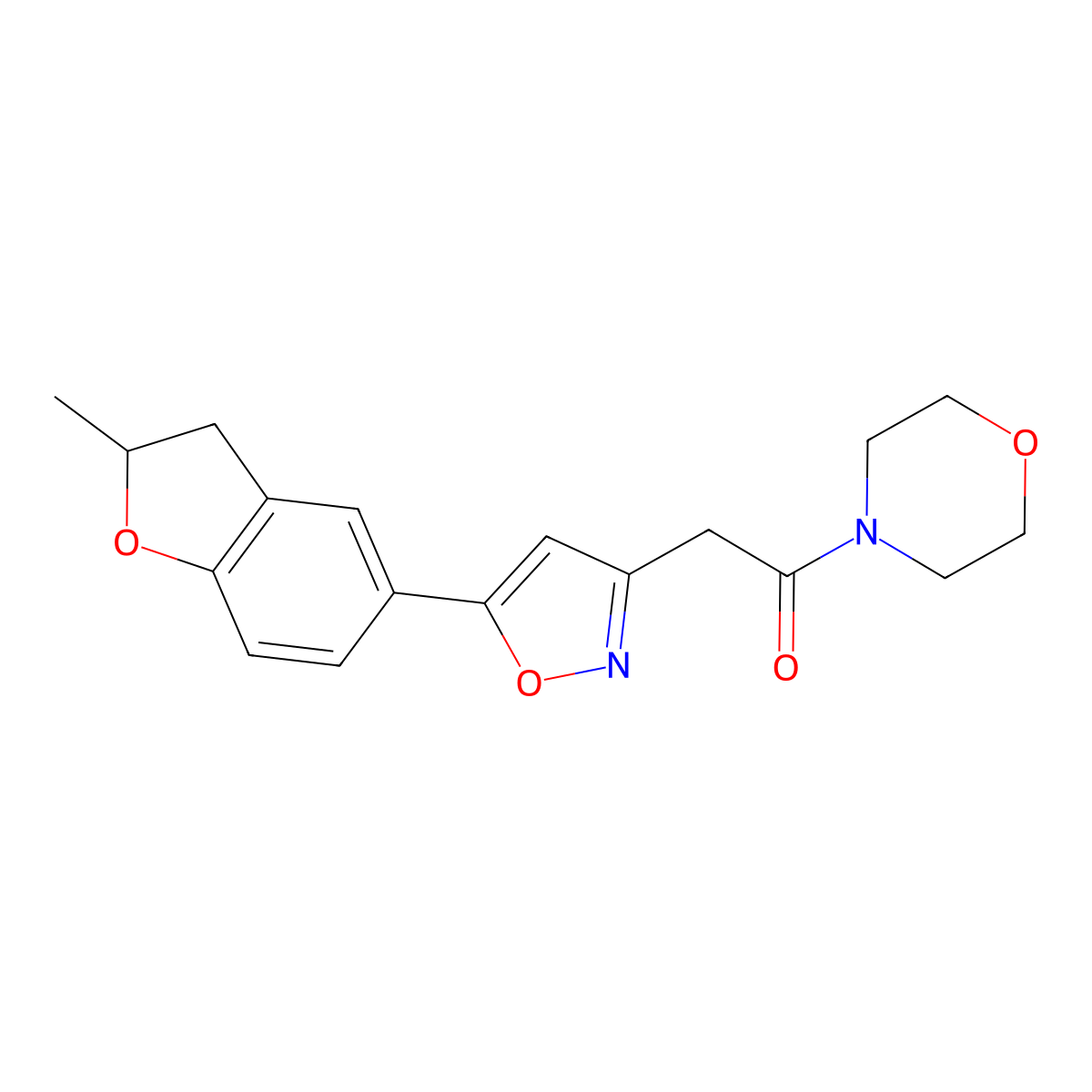 2-(5-(2-Methyl-2,3-dihydrobenzofuran-5-yl)isoxazol-3-yl)-1-morpholinoethanone molecular structure, CAS 1210696-80-2