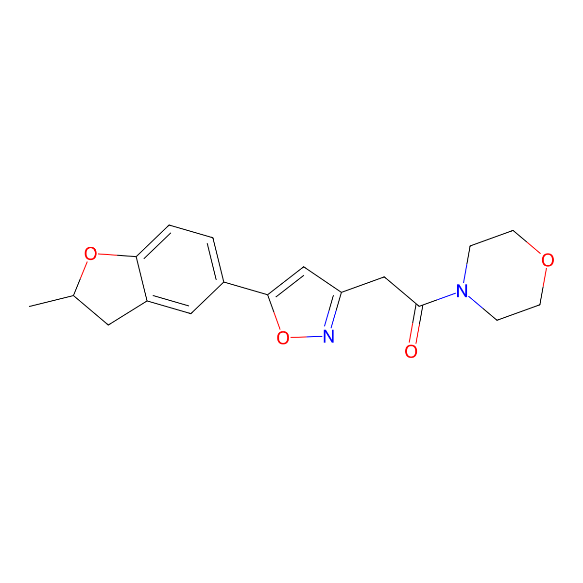 2-(5-(2-Methyl-2,3-dihydrobenzofuran-5-yl)isoxazol-3-yl)-1-morpholinoethanone molecular structure, CAS 1210696-80-2