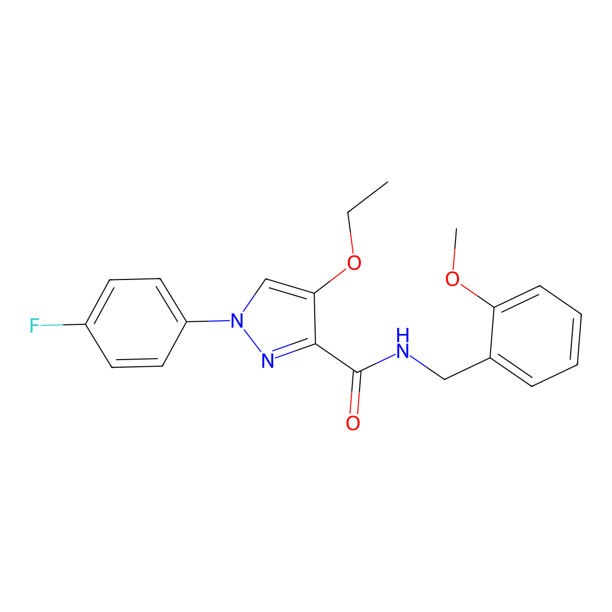 4-ethoxy-1-(4-fluorophenyl)-N-(2-methoxybenzyl)-1H-pyrazole-3-carboxamide molecular structure, CAS 1210697-94-1