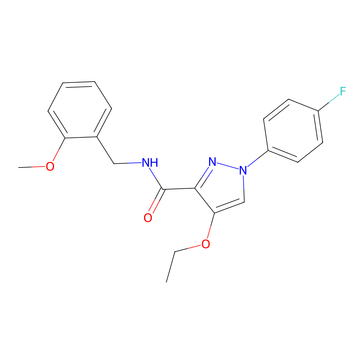 4-ethoxy-1-(4-fluorophenyl)-N-(2-methoxybenzyl)-1H-pyrazole-3-carboxamide molecular structure, CAS 1210697-94-1
