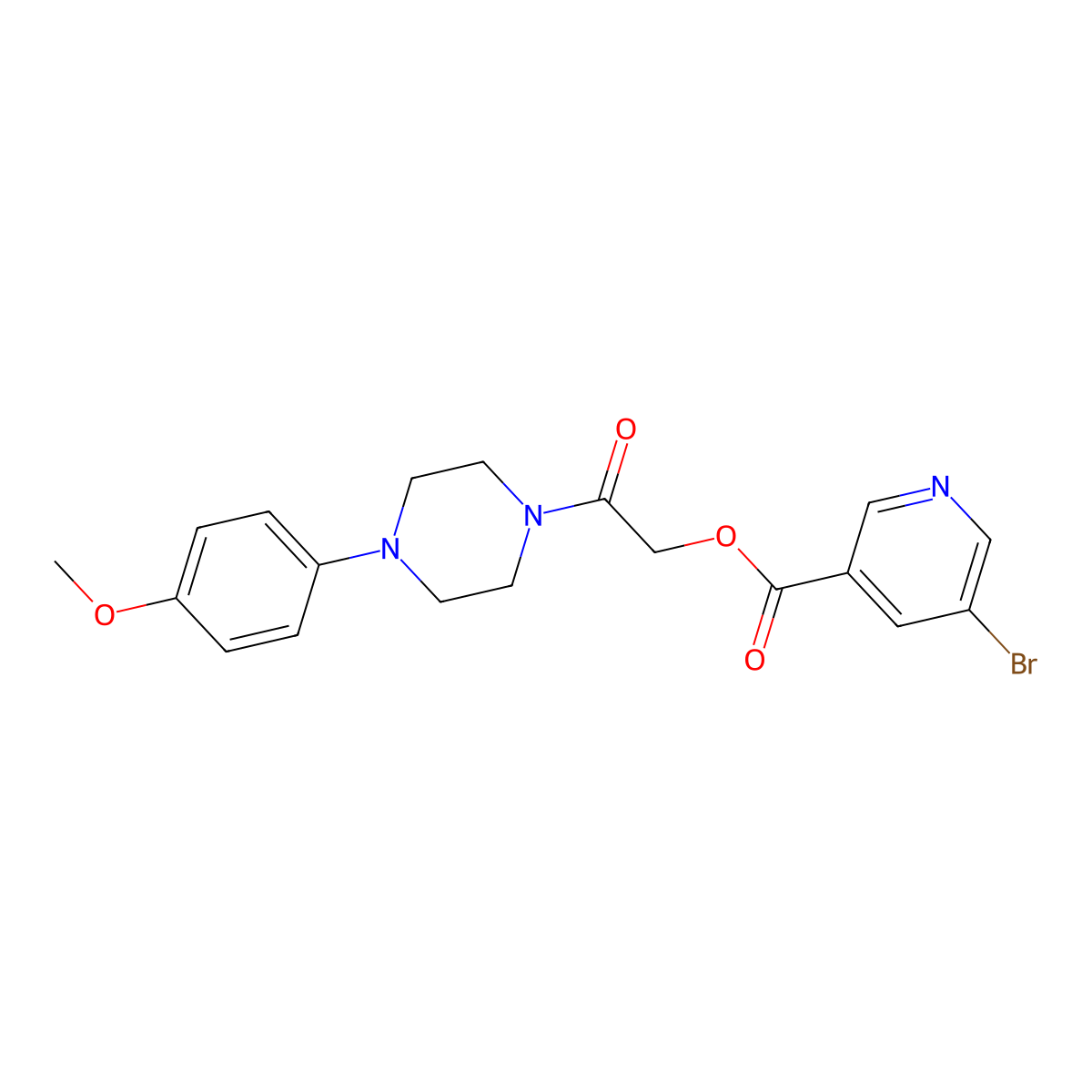 2-[4-(4-Methoxyphenyl)piperazin-1-yl]-2-oxoethyl 5-bromopyridine-3-carboxylate molecular structure, CAS 1210701-48-6