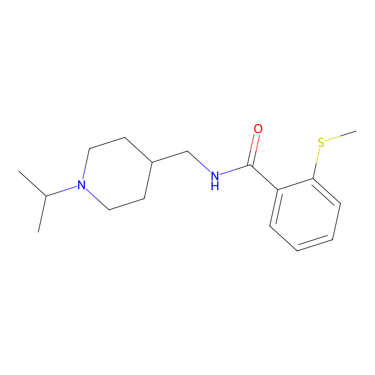 N-((1-isopropylpiperidin-4-yl)methyl)-2-(methylthio)benzamide molecular structure, CAS 1210702-41-2