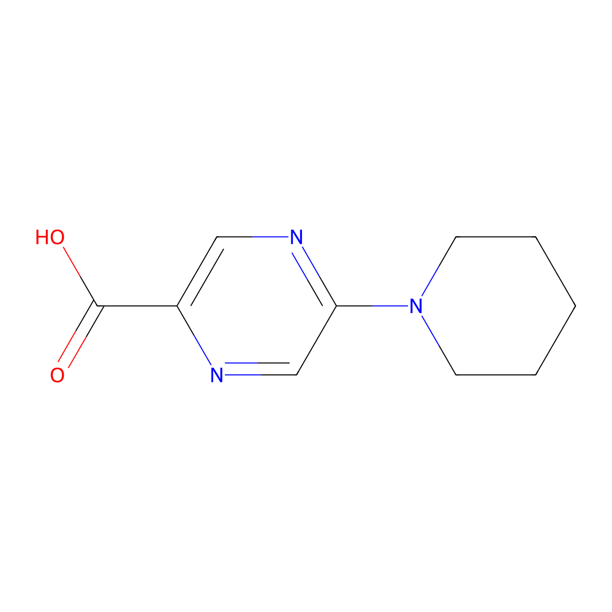 5-(Piperidin-1-yl)pyrazine-2-carboxylic acid molecular structure, CAS 1210707-88-2