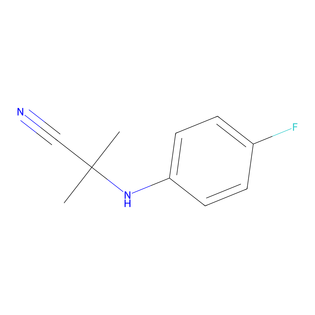 2-((4-Fluorophenyl)amino)-2-methylpropanenitrile molecular structure, CAS 121071-28-1
