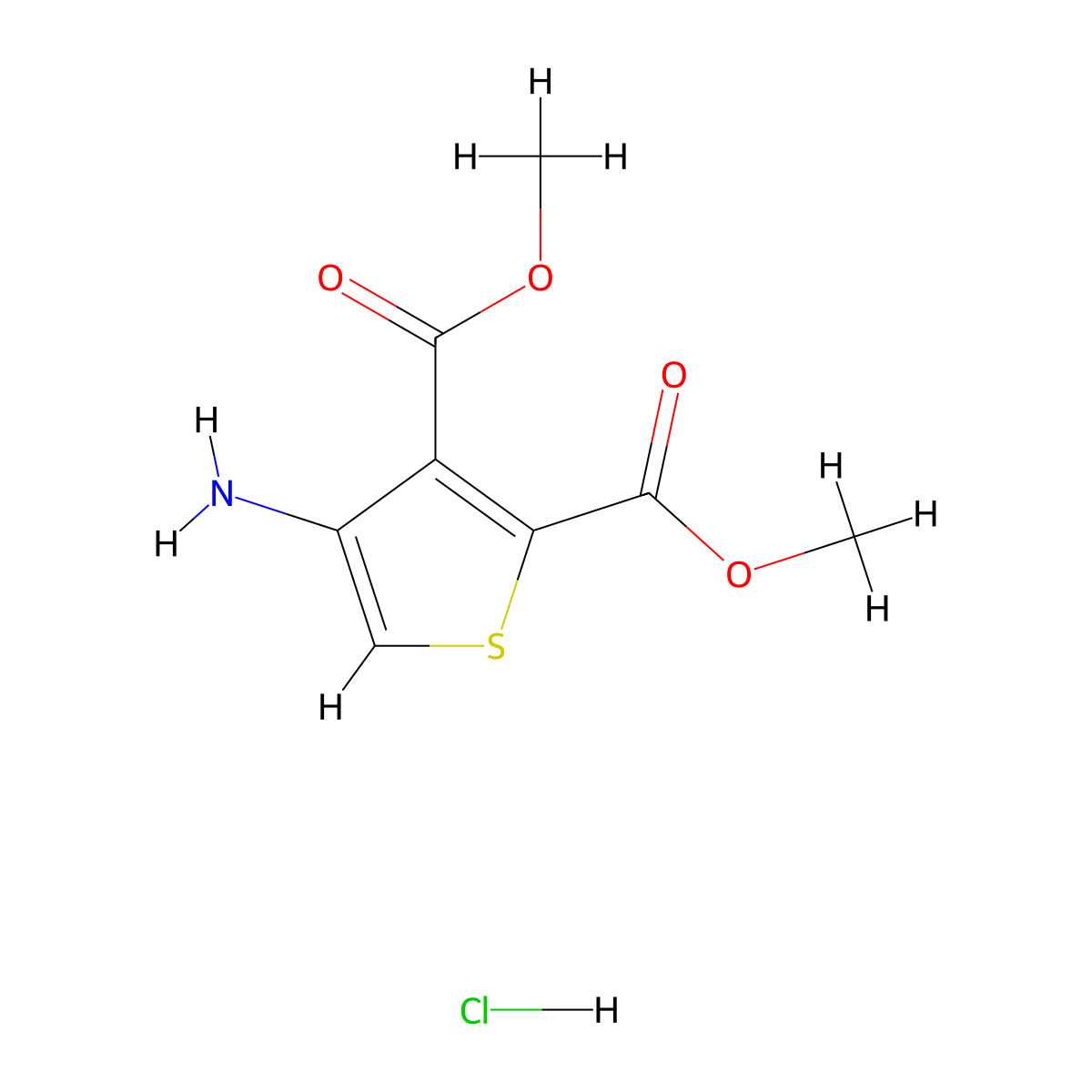 Dimethyl 4-aminothiophene-2,3-dicarboxylate Hydrochloride molecular structure, CAS 121071-71-4