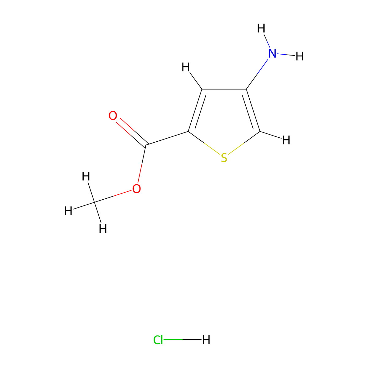 Methyl 4-aminothiophene-2-carboxylate hydrochloride molecular structure, CAS 121071-74-7