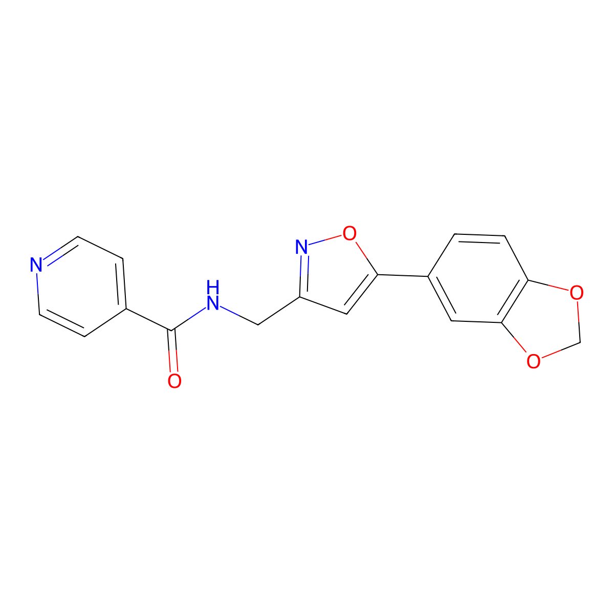 N-((5-(benzo[d][1,3]dioxol-5-yl)isoxazol-3-yl)methyl)isonicotinamide molecular structure, CAS 1210710-16-9