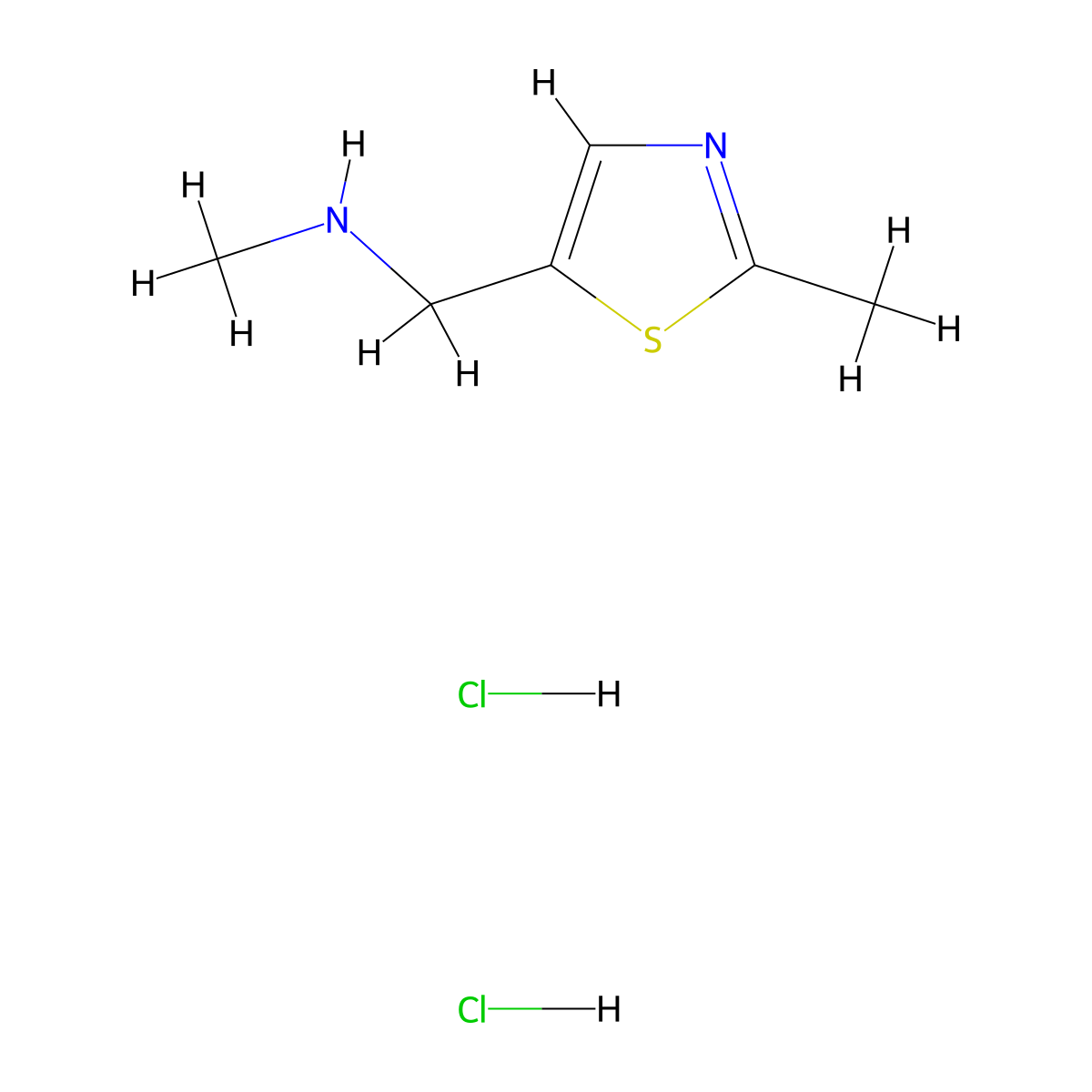 Methyl[(2-methyl-1,3-thiazol-5-yl)methyl]amine dihydrochloride molecular structure, CAS 1210713-28-2